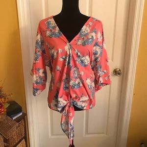 Coral Kimono Top